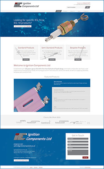New website homepage for Ignition Components Ltd